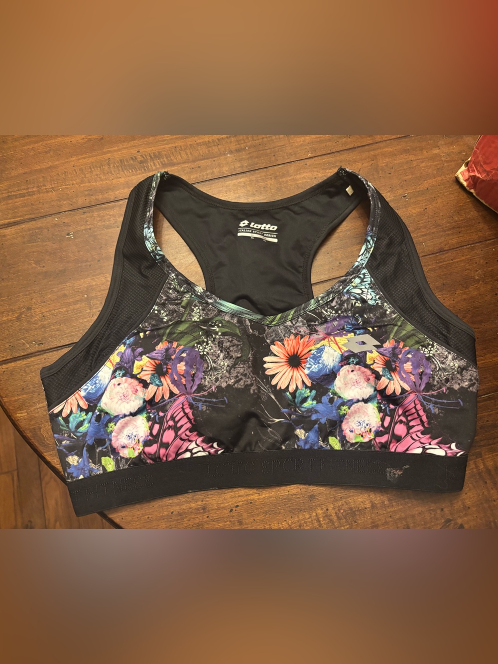 OTTO Black Floral & Butterfly Swim Sports Bra